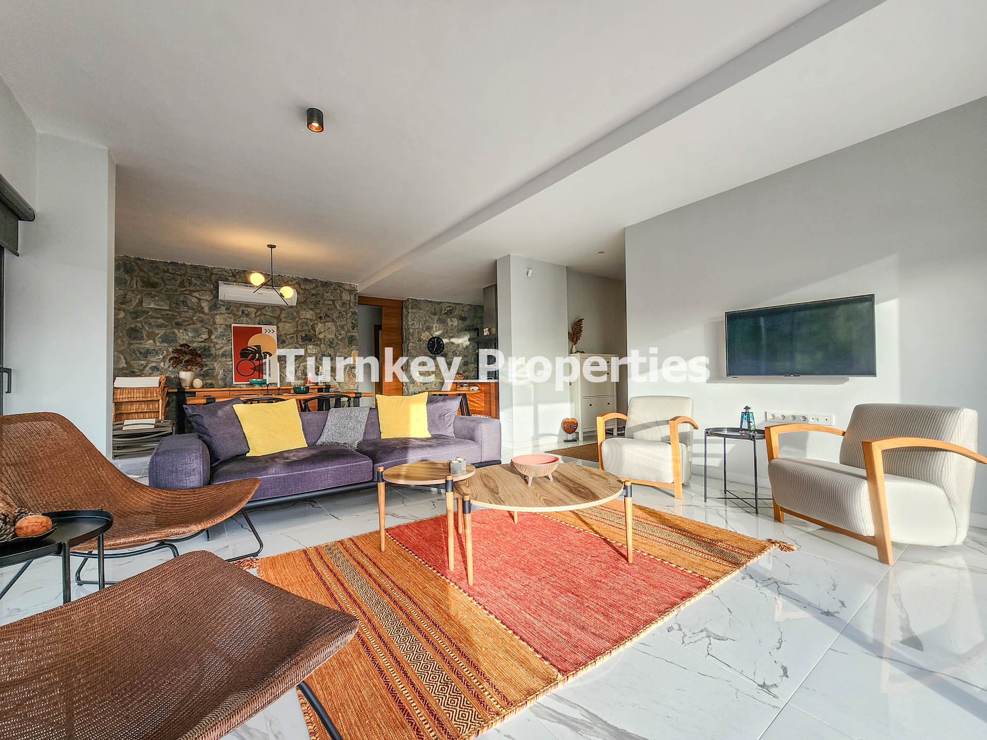 Bodrum Satılık Villa Tek Katlı Taş Mimarili Geniş Bahçe Bungalov