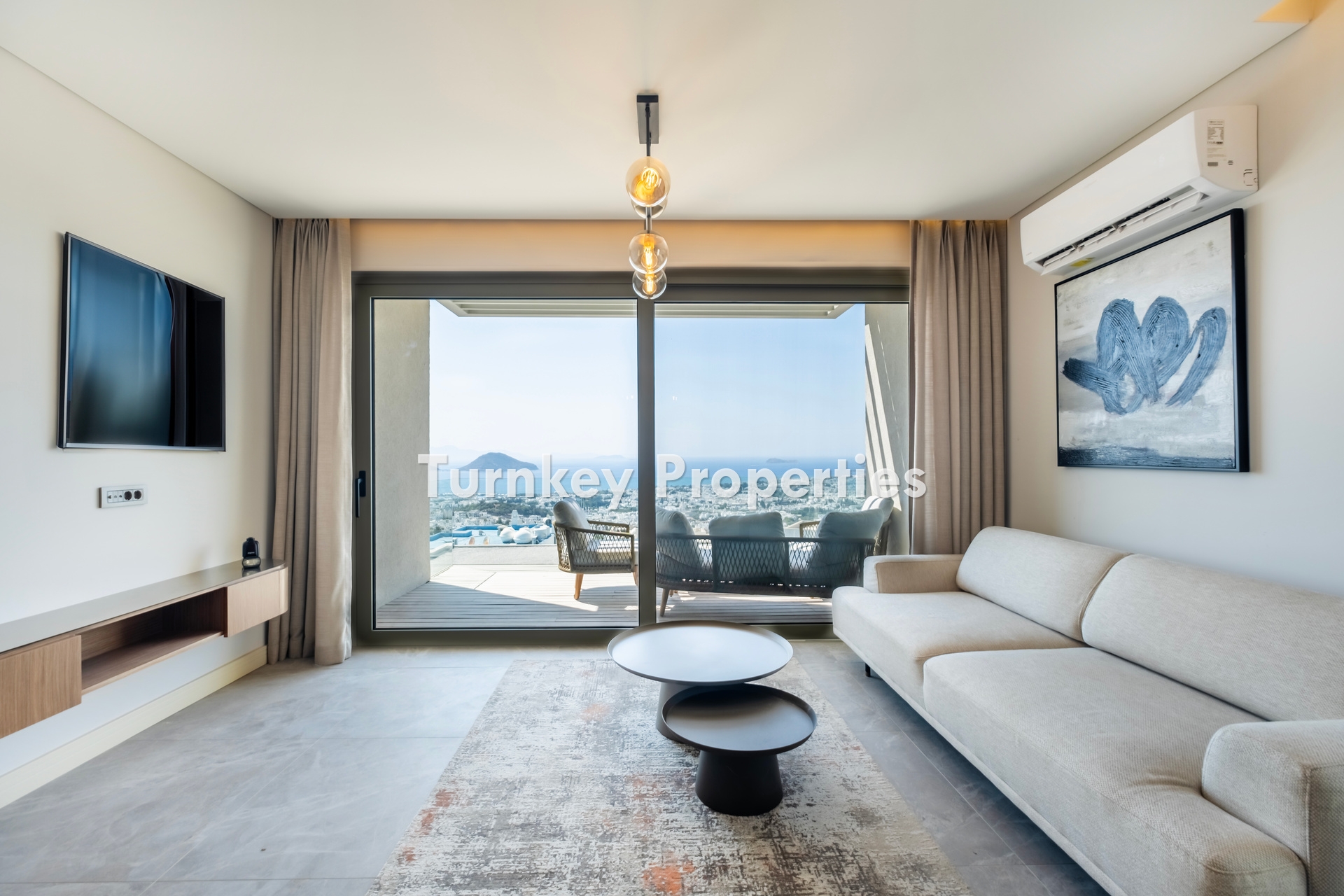 Turgutreis’te Kaliminos ve Marina Manzaralı 3+1 Satılık Daire | Ortak Havuz, Yerden Isıtma, Jeneratör ve Su Deposu Özellikleriyle