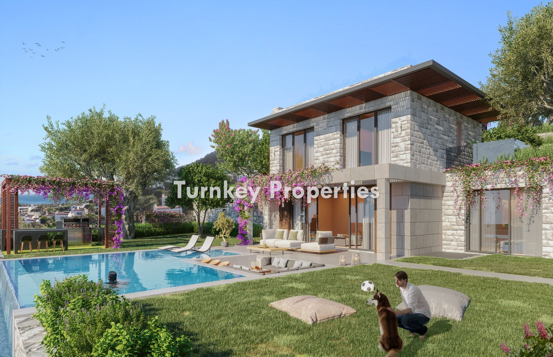 Bodrum Ortakent Satılık Villa Geniş Bahçeli Özel Site Yaşamı Lüks