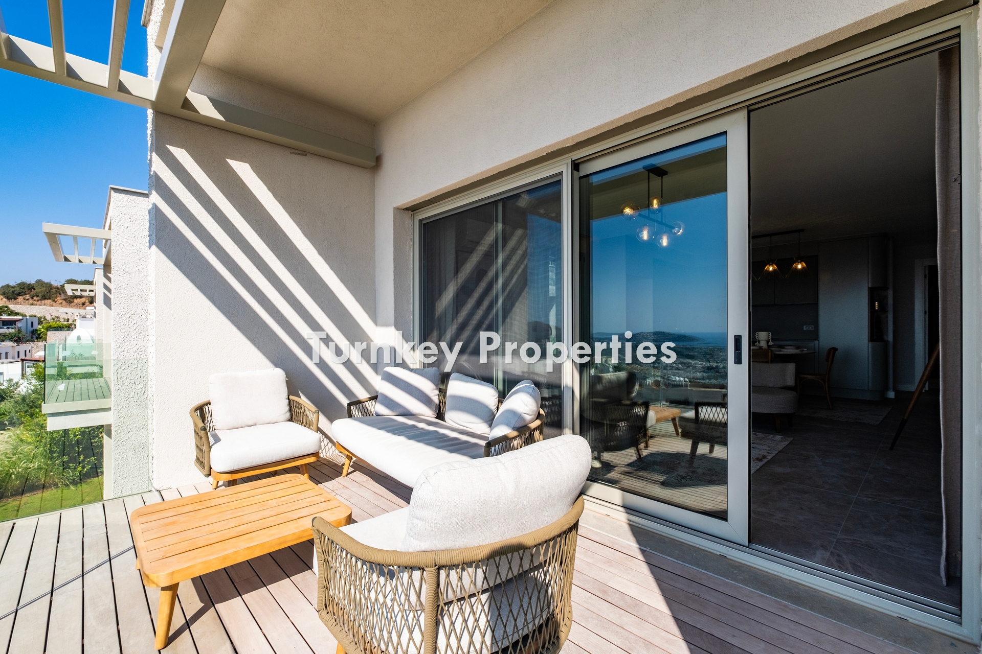 Turgutreis’te Kaliminos ve Marina Manzaralı 3+1 Satılık Daire | Ortak Havuz, Yerden Isıtma, Jeneratör ve Su Deposu Özellikleriyle